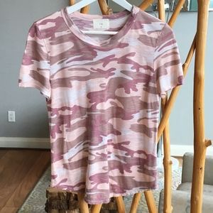 Anthropologie t.la Pink Camouflage Chic Crew Tee